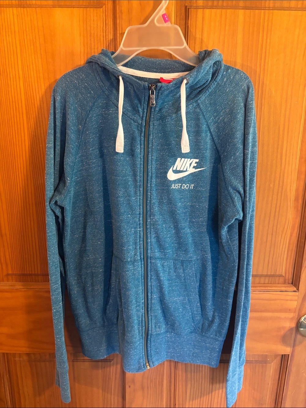 Nike Teal Blue Full-Zip Hoodie with White Logo